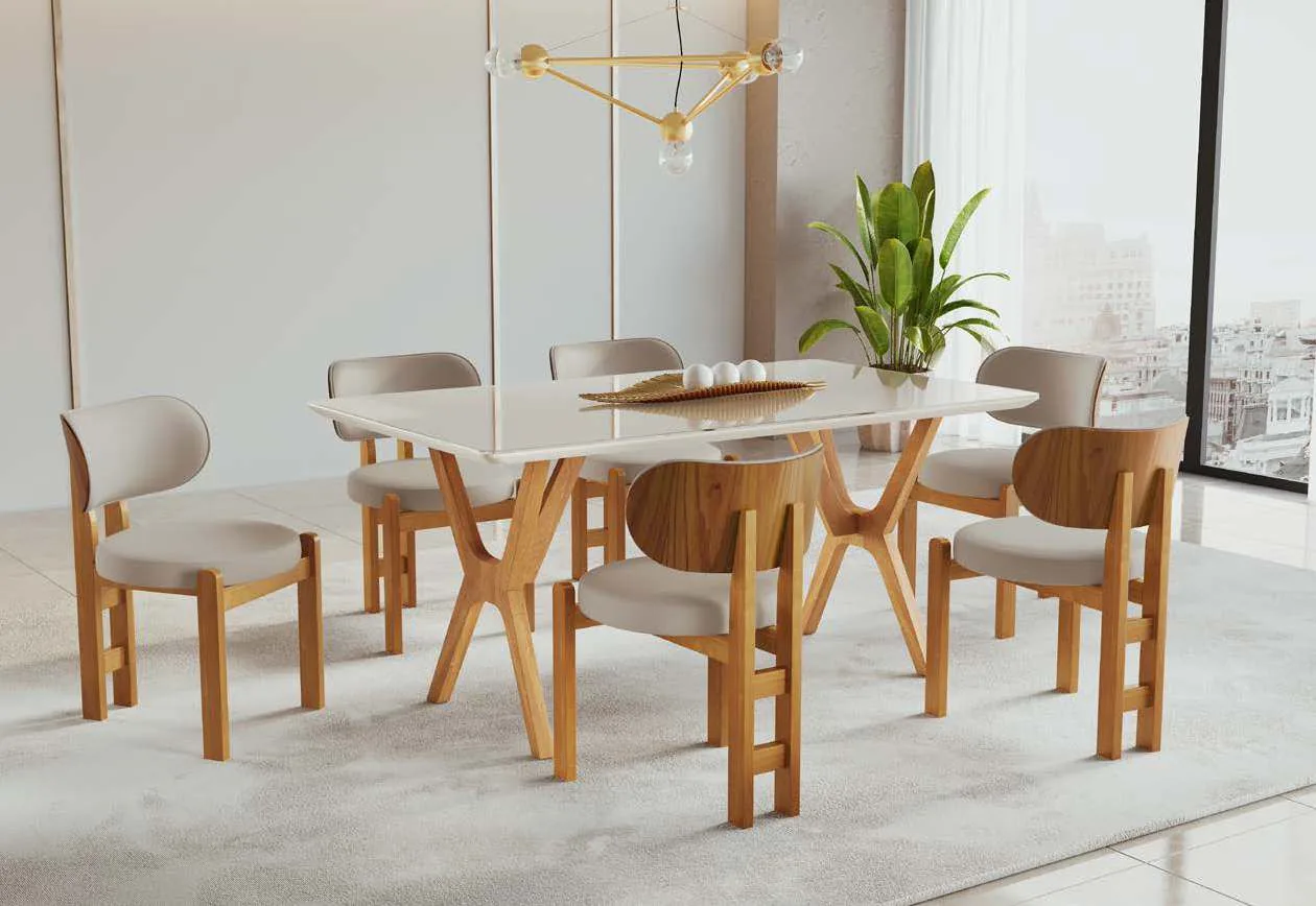 Mesa Essência com cadeiras estofadas